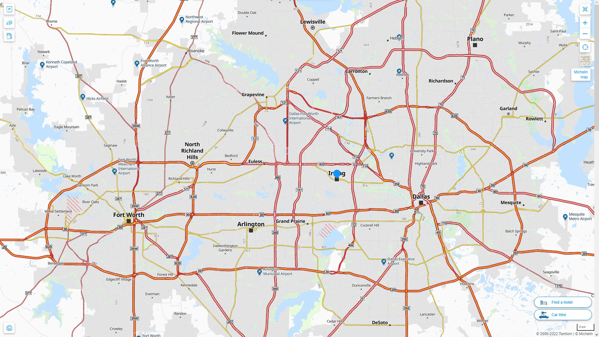 irving Texas Highway and Road Map